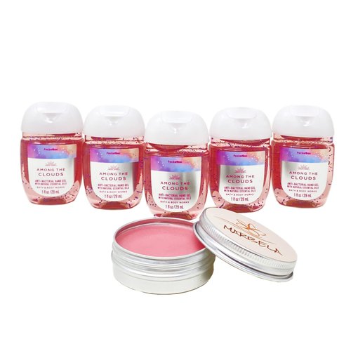 Bath & Body Works Among The Clouds 5 Pack Mini Hand Gels with a Strawberry Lip Balm