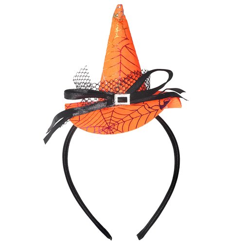 Gaduupa Halloween Headband Witch Hat Headband Mini Witch Hat Spider Web Hair Hoop Halloween Hair Accessory for Women (Style A)
