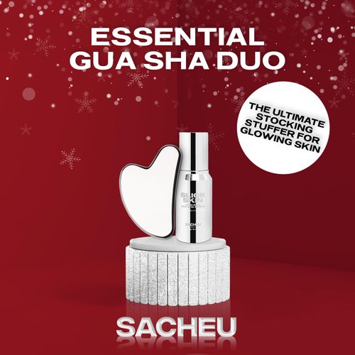 SACHEU Gua Sha Starter Kit with Slick Skin Oil - Stainless Steel Gua with Gua Sha Oil, Facial Oil Squalane Facial Tools, Face Oil for Gua Sha Massage, Gua Sha Stainless Steel