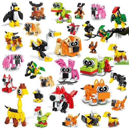 HOGOKIDS Party Favors for Kids 10 Pack - 30 Kinds of Animals Building Blocks Toy Set for Birthday Party Favors Goodie Bags Stuffers Classroom Prizes, Easter Gifts for Boys Girls Ages 4-12+