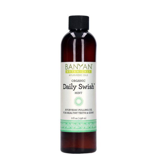 Banyan Botanicals Daily Swish Mint – Organic Ayurvedic Oil Pulling Mouthwash with Coconut Oil – for Oral Health, Teeth, & Gums* – 8oz – Non GMO Sustainably Sourced Vegan