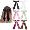Hair Bows for Girls Hair Tie Clip Silky Satin Toddler Accessories Thin Clips Skinny Silk Clip in Tail Bows Ribbon (6Pcs Black+White+Pink+Beige+Oxblood Red+Brown)