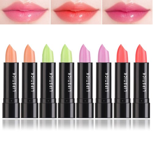 8 Pack Crystal Jelly Color Changing Lipstick Tinted Lip Balm Stain,Magic Lipstick Temperature Color Change Lip Gloss Long Lasting Waterproof Lip Moisturizer Lipstick Set