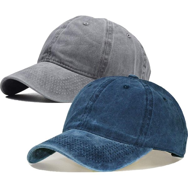 Urban Virgin Boys Girls Cotton Adjustable Baseball Cap Toddler Hat Solid Infant Kids Boy Hats Caps 2 Packs DarkBlue&Grey