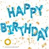 CANREVEL Happy Birthday Banner 13pcs 16 Inch Mylar Foil Letters Balloons Birthday Party Decorations for Kids and Adults - 3D Blue Star