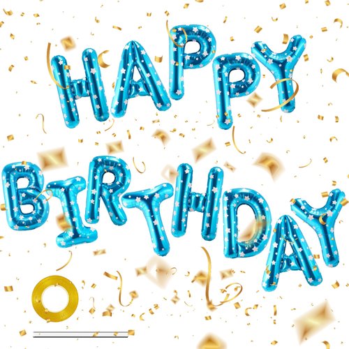 CANREVEL Happy Birthday Banner 13pcs 16 Inch Mylar Foil Letters Balloons Birthday Party Decoratio...