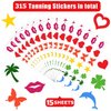 315 Pieces 7 Designs Tanning Sunbathing Stickers Perforated Body Stickers for Tanning Self Adhesive Tanning Bed Sticker Tanning Heart Lips Stickers Tanning Butterfly Dolphin Stickers