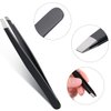 12 Pieces Eyebrow Tweezers Stainless Steel Slant Tip Tweezers Facial Hair Eyebrow Precision Tweezers for Men and Women(Black)
