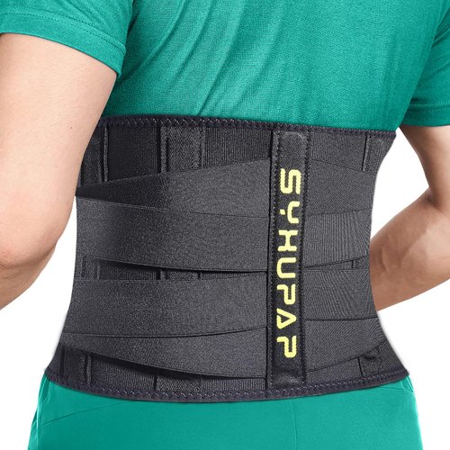 SYXUPAP Back Brace for Lower Back Pain, Lumber Suppot Belt for Men and Women, Breatheble Waist Support Belt with Hole Mesh for Hernied Disc, Sciatica, Scoliosis,Length Adjustabe(Black,L)