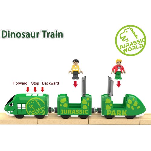 Toy Train Set for Wooden Tracks, Battery Operated Train for Toddlers, Motorized Train with Dinosaur Train for Kids, Electric Train Toy Compatible with Thomas & Friends, Brio
