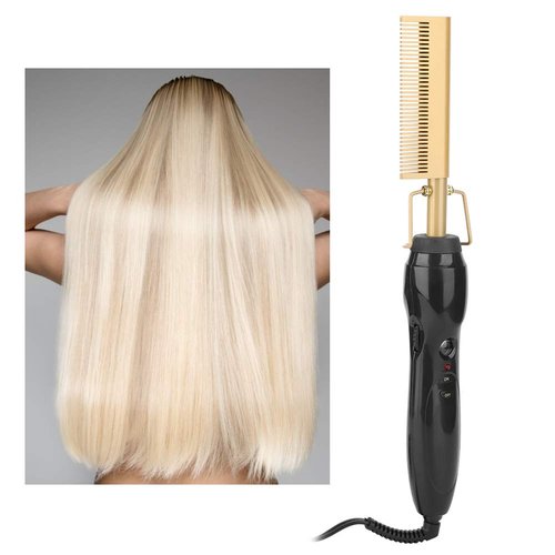 Alloy Electric Hair Straightener Comb Professional 450ºF High Heat Ceramic Press Comb Digital Display Hair Styling Tool