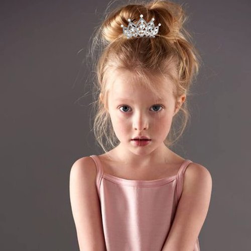 Kilshye Princess Tiara Comb Small Crystal Girls Crown Hair Combs Rhinestone Birthday Prom Tiaras Headband for Kids (A-Silver)