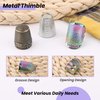 8 Pcs Sewing Thimble with Storage Box, Finger Protector, Finger Tips, Leather Thimble, Adjustable Metal Sewing, Thimble Rings, Rubber Thimble, Finger Protector Coin Thimble