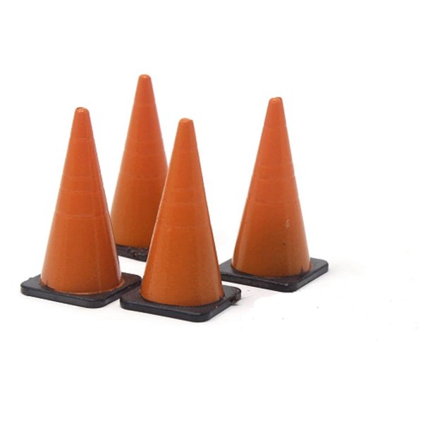 Melody Jane Dolls Houses Dollhouse Traffic Cones Orange Miniature Road Works Accessory 1:24 Scale Pk 4