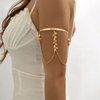 Xerling Gold Tiny Seachell Tassel Arm Bracelets Open Cuff Armband Armlet Chain Tassel Upper Arm Band Festival Costume Jewelry for Women