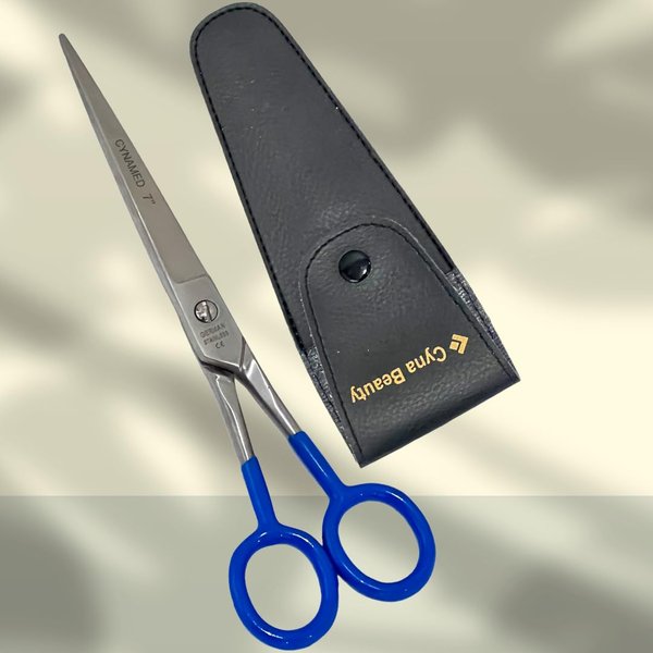 7" Razor Sharp Professional Straight Barber Scissors, Stainless Steel Hair Cutting Shears For Men & Women Easy Grip Handles