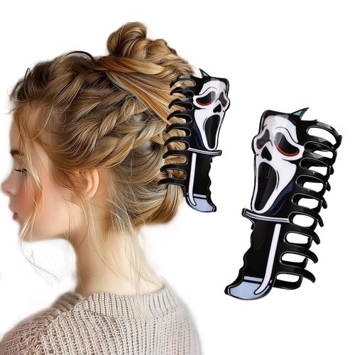 1 Pcs Halloween Hair Clips White Cute Ghost Hair Claw Clips Acrylic Claw Clips Gothic Grace Design Hair Barrettes Cute Ghost Hair Accessories Clamps Cosplay Party for Women Tips