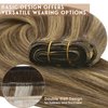 Sunny Human Hair Weft Brown Hair Extensions Real Human Hair Weft Highlights Human Hair Extensions Sew in Dark Brown Mix Caramel Blonde Highlights Weft Hair Extensions Human Hair Straight 100g 16inch