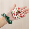 Christmas Hair Ties Elastics Lattice Snowflakes Hair Scrunchies Ponytail Holder Christmas Tree Santa Claus Hair Accessories for Women Girls Silk Hair Band Ropes Festival Party Supplies