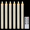 DRomance Ivory Flameless Taper Candles with Remote and Timer 6 Pack Battery Operated LED Flickering Taper Candles Real Wax Dimmable Light Dinner Wedding Holiday Decor(0.78" D x 9.64" H)