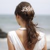 Oriamour Handmade Wedding Hair Comb Clip Rhinestone Bridal Hair Comb Piece, Hair Accessories for Brides Women (Gold)