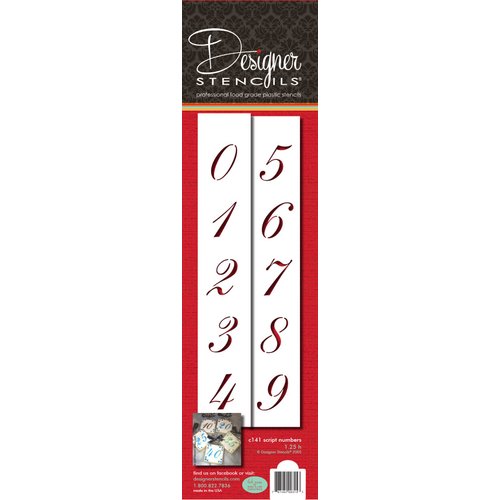 Designer Stencils 1.25 Inch Script Numbers Cake Stencils, Beige/semi-transparent