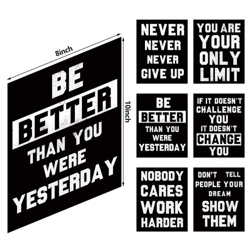 HOMANGA Inspirational Wall Art, Motivational Wall Art Posters, Quotes Dorm Decor for College Girls & Boys, Set of 6, Sayings For Ofiice Wall Decor, Canvas Prints 8x10 Inch Unframed