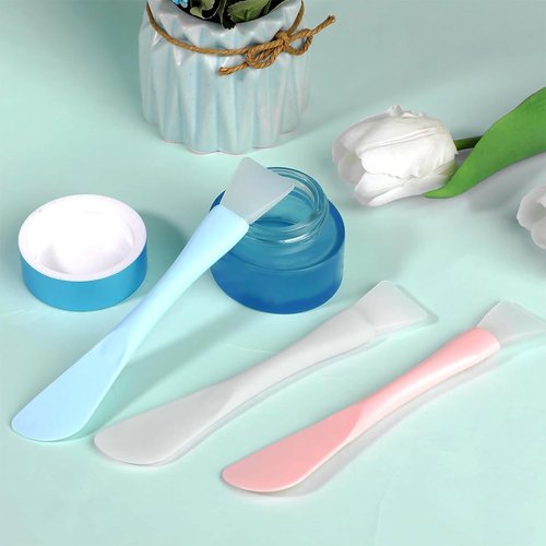 Wopanxye 6 Pack Soft Silicone Facial Mask Applicator, Reusable Makeup Face Mask Brush Spatula, Plastic Washable Beauty Cosmetic Tools for Clay, Cream, Gel, Mud, DIY Mixing, Skincare, Sampling, Waxing