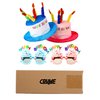 2 Plush Birthday Hats for Adults, 2 Sweet Cream Glasses, Party Novelty Decorations and Props - Happy Birthday Sunglasses, Fancy Hats