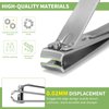 Mia Klein Stainless Steel Nail Clipper 2 Pcs for Men and Women - Nail Care Kit Including Fingernail and Toenail Clippers 3.1" and 2.2", Nail Clipper with File (Silver)