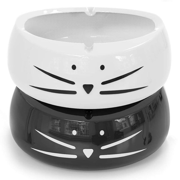 Koolkatkoo Cute Cat Ashtray Indoor or Outdoor Use Ceramic Ash Holder for Smokers Girls Women Decorative Ashtrays for Home Office Cat Lover Ash Tray Black and White