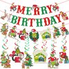 Red And Green Merry Birthday Banner Christmas Birthday Decorations Christmas Theme Birthday Decorations Birthday Christmas Party Decorations for Birthday Christmas Birthday Party Supplies