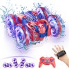 fygurso 4WD Waterproof RC Car, 2.4 GHz Amphibious Remote Control Car Remote Control Boatfor Kids, 360°Rotation RC Truck Stunt Car with LED Lights, Boys Girls Gifts All Terrain Water Beach Pool Toy