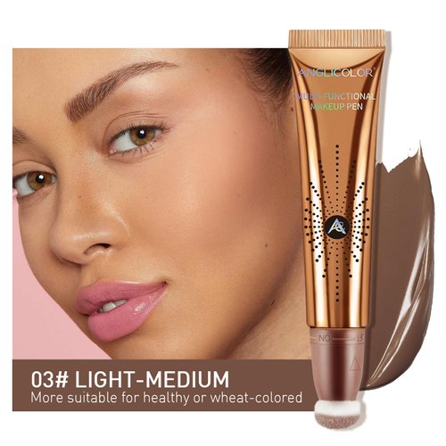 Anglicolor Contour Stick With Cushion Applicator,Liquid Contour Wand,Cream Contour Smooth,Bronzer Stick Lightweight Liquid Bronzer For Face (03)