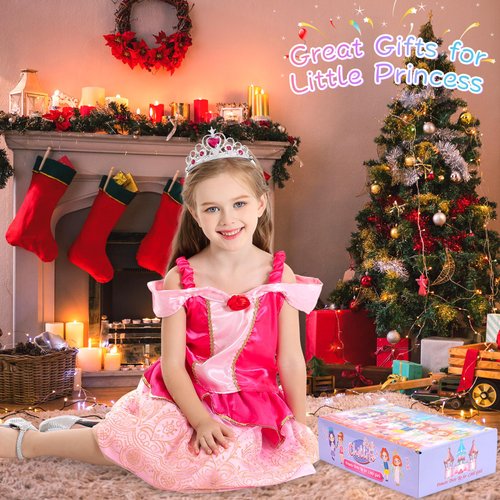 Chillife Princess Dress Up for Girls, Role Play Kids Dress up Clothes fo Girls Gift Set Princess Toys for Little Girls Ages 3-8yrs Toddler Birthday Party
