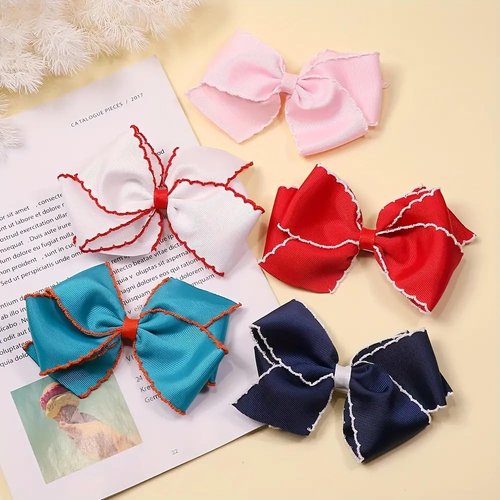 12PCS 5 Inch Hair Bows for Girls Alligator Clips Grosgrain Ribbon Unicorn Rainbow Big Bows Clips Hair Barrettes Accessories for Little Girls Kids Toddlers Teens