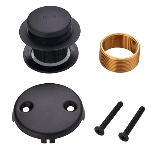 Black Bathtub Drain Tip Toe Tub Conversion Kit Assembly,Wellup Tub Drain Trim Kit with Two Hole Overflow Faceplate,Matte Black