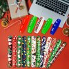 JUNEBRUSHS 50 Pack Christmas Party Favors Christmas Slap Bracelets Rubber Wristbands Assorted for Kids Slap Bands Silicone Snap Bracelets Bulk for Boys Girls Prizes Gifts Toys Stocking Stuffers