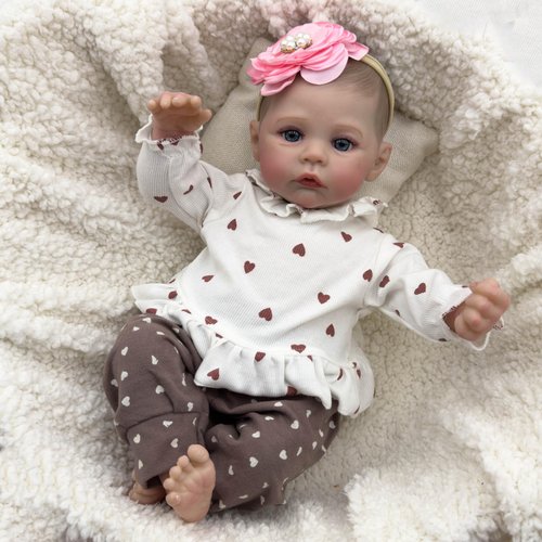 NASOKO Reborn Baby Dolls Girl - 19 Inch Realistic Newborn Baby Dolls with Soft Vinyl Body, Real Baby Doll with Feeding Kit, Christmas Birthday Gift Set for Kids Age 3 +