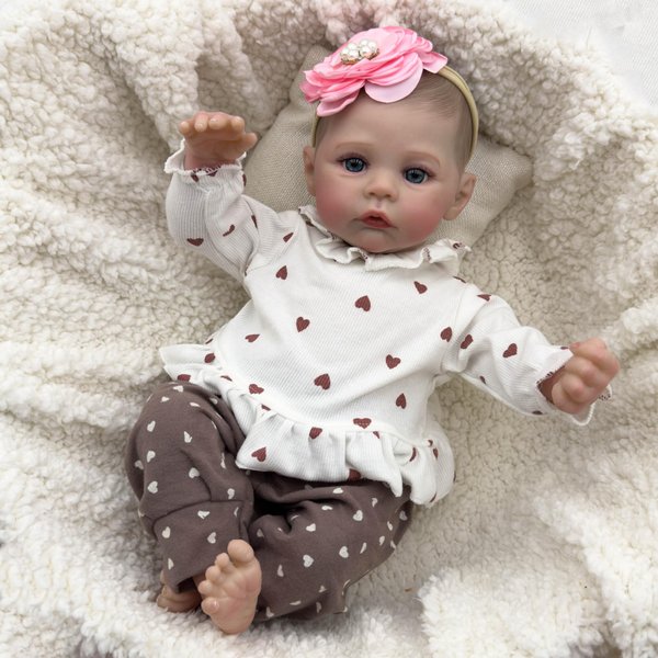 NASOKO Reborn Baby Dolls Girl - 19 Inch Realistic Newborn Baby Dolls with Soft Vinyl Body, Real Baby Doll with Feeding Kit, Christmas Birthday Gift Set for Kids Age 3 +