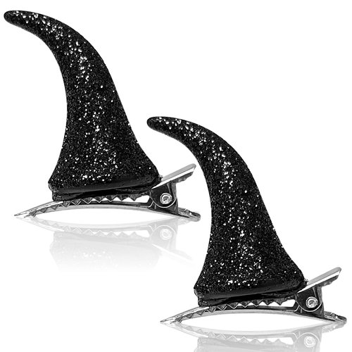 Halloween Black Devil Horns Hair Clips Halloween Cosplay Headdress (2pcs)