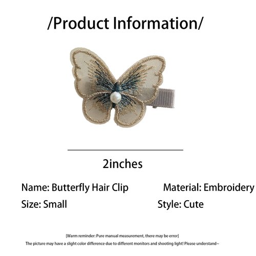 Lace Butterfly Hair Clips Embroidery Flower Pins Pearl Glitter Cute Elegant Lace Bows Hair Pins Mini Embroidery Barrettes Hair Accessory for Girls Teens Women (Yellow)