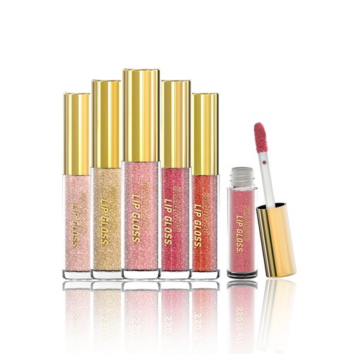 DMLNN 5 Colors High Shine Glitter Lip Gloss Set, Hydrates and Holographic Glitter Liquid Lipstick Set, Long-Lasting Plumping Lip gloss Kit Gift Makeup For Girls Women