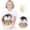 2025 New Penguin Egg Plush Pillow, 13in Surprise Zip-Up Egg Hideaway Penguin Stuffed Animal, Cute Stuffed Toys for Boys and Girls Birthday, (Penguin+Egg)