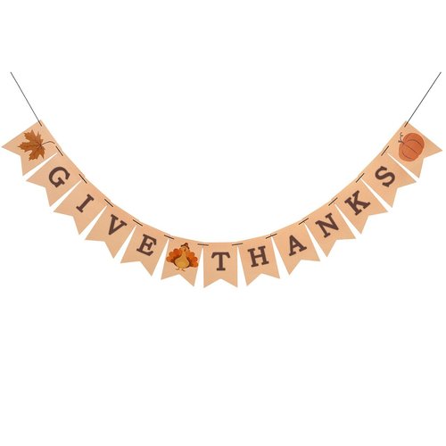 Konsait Give Thanks Hanging Banner Thanksgiving Party Pennant Bunting Garland Give Thanks Bunting...