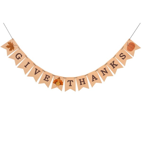 Konsait Give Thanks Hanging Banner Thanksgiving Party Pennant Bunting Garland Give Thanks Bunting Maple Leaf Banner Paper for Happy Thanksgiving Day Celebration Home Decoration Party Favors