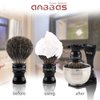 Anbbas Shaving Set, 4in1 Pure Black Badger Shaving Brush with Long Resin Handle and Acrylic Thicken Shaving Stand,Soap Bowl Stainless Steel and Goat Milk Shaving Soap 100g Men Gift Kit