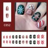 Christmas Press on Nails Short Square Fake Nails with Snowflake Gingerbread Man Designs Matte False Nails Red Green Christmas Nails Cute Acrylic Nails Full Cover Glue on Nails 24 Pcs