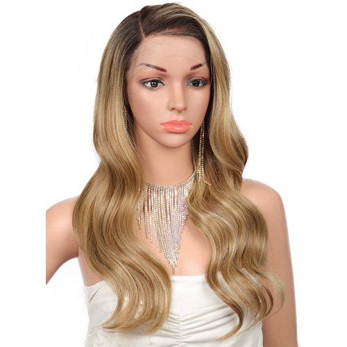 Kalyss 24&quot; Side Parted Swiss Lace Front Wigs for Women Long Body Wavy Curly Heat Resistant Japan-...