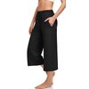 UEU Womens Plus Size Capris Casual Loose Yoga Pants Wide Leg Pull On Lounge Pajama Capri Sweatpants with Pochets(Black,3XL)